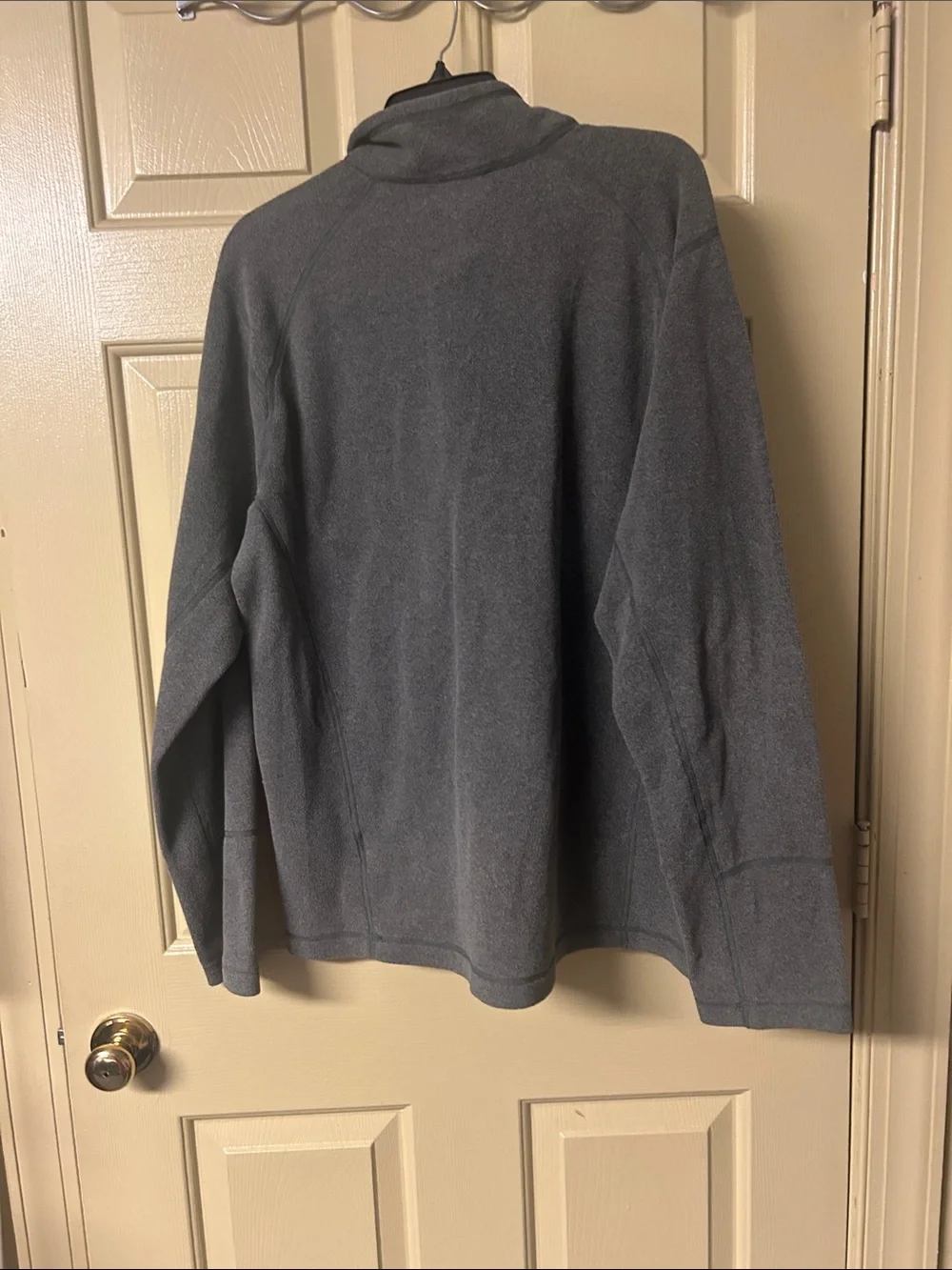 The North Face Men’s Dark Gray Quarter-Zip Fleece with Navy Chest Pocket